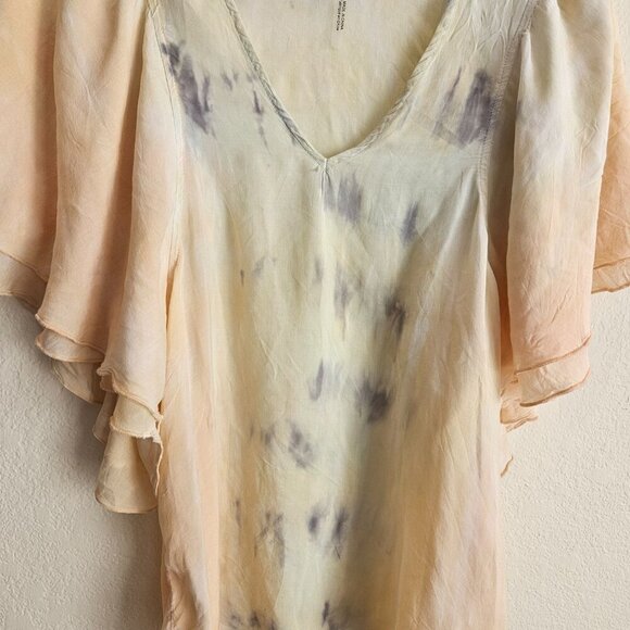 Young Fabulous Cottage Core Boho Chic tie dye Hippie Flowy Fairy sleeve V-neck S - Picture 2 of 6